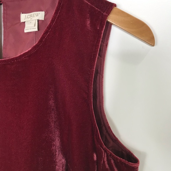 J. Crew Burgundy Red Velvet Sleeveless Peplum Blouse Top size 4 NEW - Picture 10 of 14